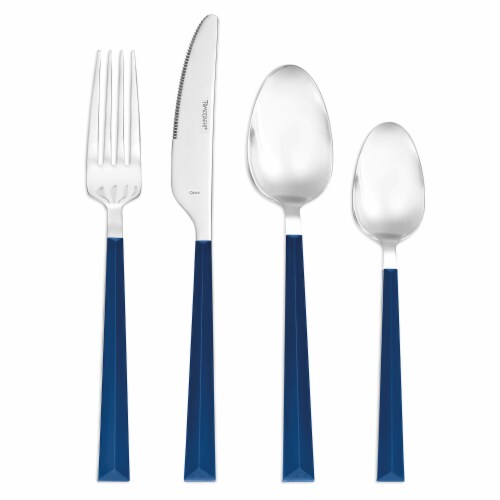 Hampton Forge Tomodachi Dali Flatware Set - Estate Blue/Silver Perspective: front