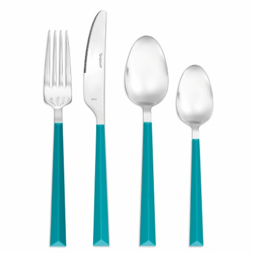 Hampton Forge Tomodachi Dali Flatware Set - Turquoise/Silver Perspective: front