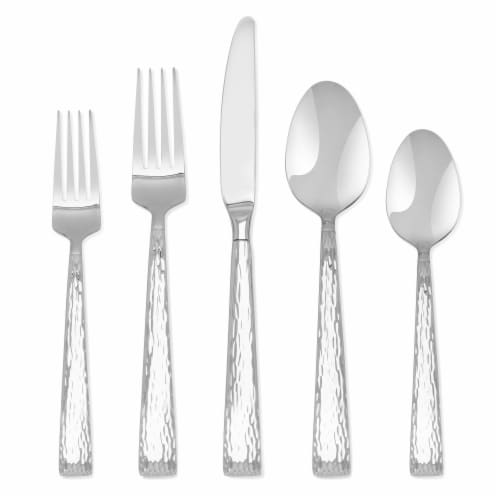 Hampton Forge Brocade Hammered Flatware Set - Silver Perspective: front