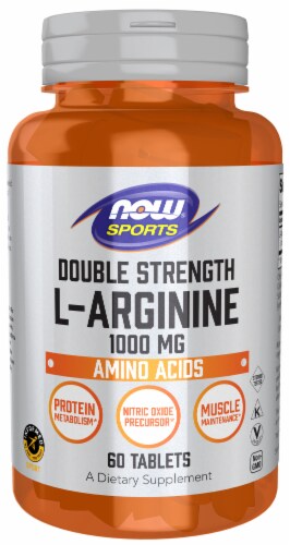 NOW® Sports Double Strength L-Arginine Tablets 1000mg Perspective: front