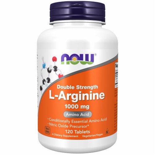 NOW® L-Arginine Double Strength Tablets 1000mg Perspective: front