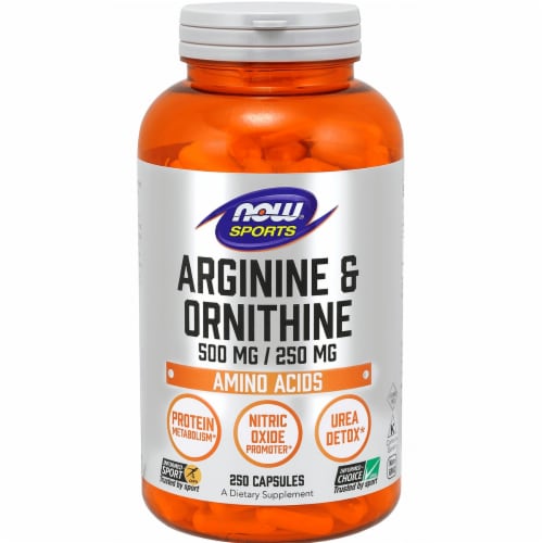 NOW Foods Arginine & Ornithine 250 Caps Perspective: front