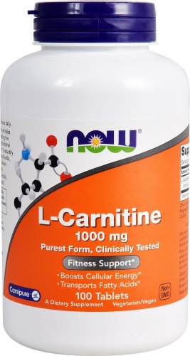 NOW Foods L-Carnitine Tablets 1000mg Perspective: front