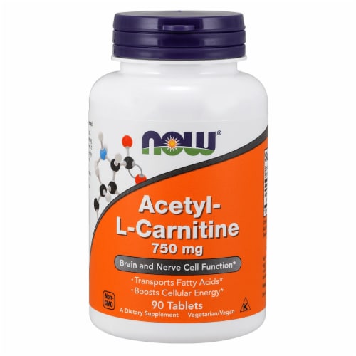 NOW Foods Acetyl-L-Carnitine Tablets 750mg Perspective: front