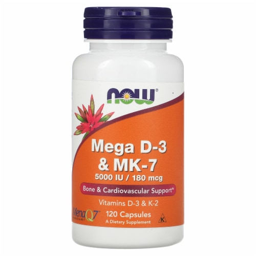 Now Mega D-3 & MK-7 Bone & Cardiovascular Support Vitamins Perspective: front