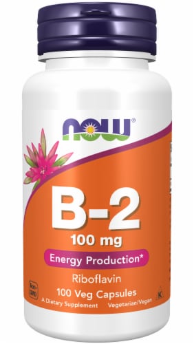NOW Foods B-2 Capsules 100mg Perspective: front