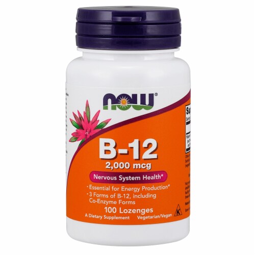 NOW Foods B-12 Lozenges 2000mcg Perspective: front