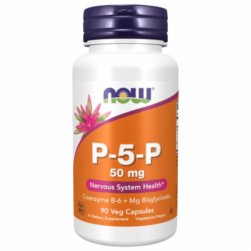 NOW Foods P-5-P Veg Capsules 50mg Perspective: front