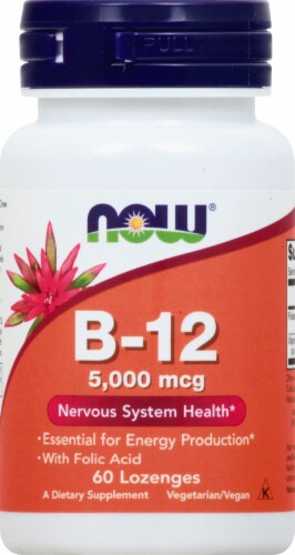 NOW Foods B-12 Lozenges 5000 mcg Perspective: front