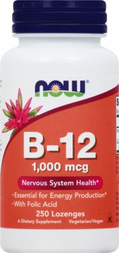 NOW Foods B-12 Lozenges 1000mcg Perspective: front