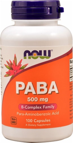 NOW Foods PABA Capsules 500mg Perspective: front