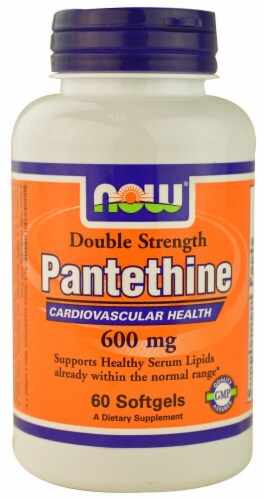 NOW Foods Double Strength Pantethine Dietary Supplement Softgels 600mg Perspective: front