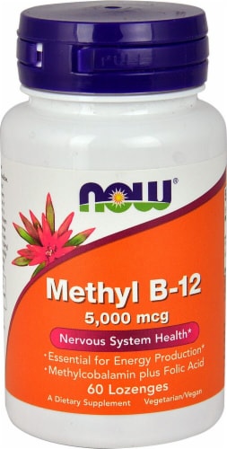 NOW Foods Methyl B-12 Lozenges 5000mcg Perspective: front