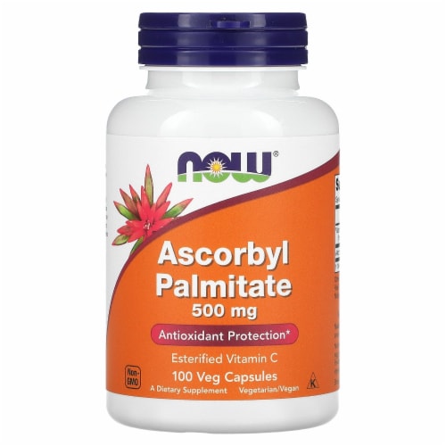 NOW Foods Ascorbyl Palmitate Dietary Supplement Veg Capsules 500mg Perspective: front