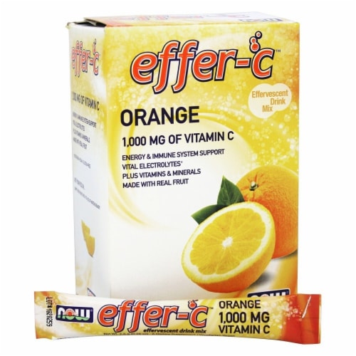 NOW Foods Effer-C Orange Effervescent Drink Mix 1000mg Perspective: front