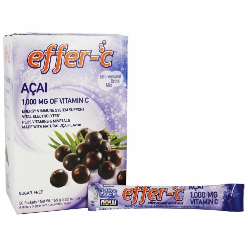 NOW Foods Effer-C Effervescent Drink Mix Acai Berry, 30 Packet(s) Perspective: front
