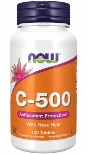 NOW® C-500 with Rose Hips Tablets Perspective: front