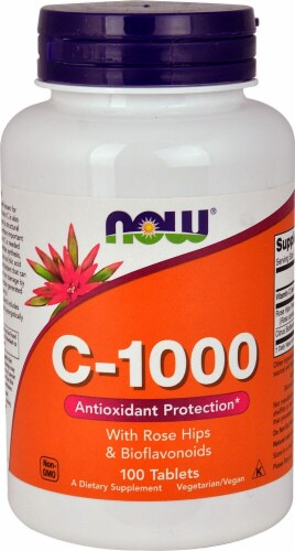 NOW Foods C-1000 with Rose Hips & Bioflavonoids Tablets Perspective: front