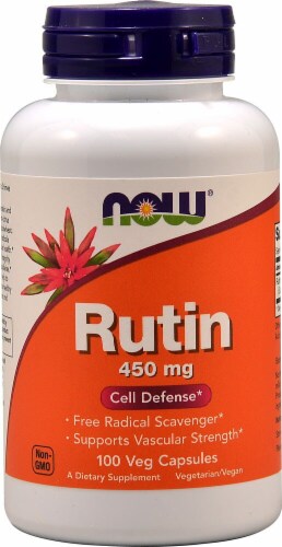 NOW Foods Rutin Dietary Supplement Veg Capsules 450mg Perspective: front
