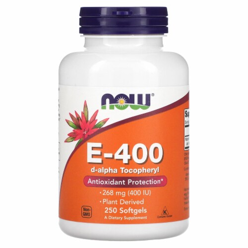 NOW Foods Natural E-400 400 Iu 250 Sgels Perspective: front
