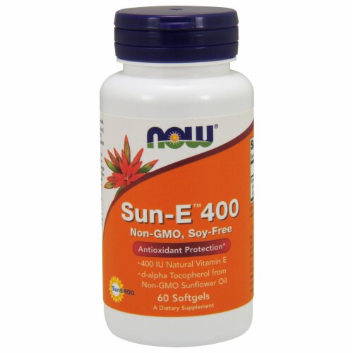 NOW Foods Sun-E 400 Antioxidant Protection Dietary Supplement Softgels Perspective: front