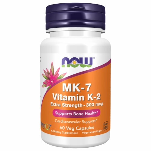 NOW Foods Vitamin K2 (MK-7) Capsules 300mcg 60 Count Perspective: front