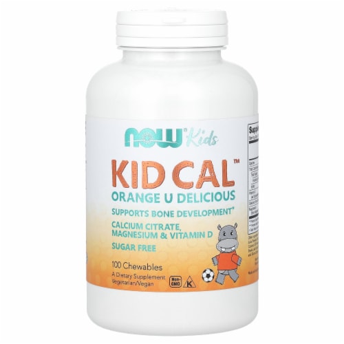 NOW Foods Kid Cal - Tart Orange 100 Chwbls Perspective: front