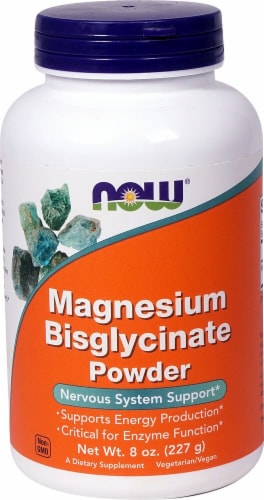 NOW Foods  Magnesium Bisglycinate Powder Perspective: front