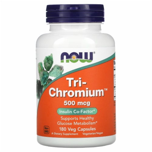 NOW Foods Tri-Chromium 500mcg Veg Capsules Perspective: front