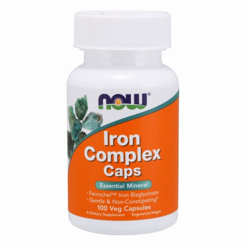 Now Foods Iron Complex Caps (Glycinate) Veg Capsules Perspective: front