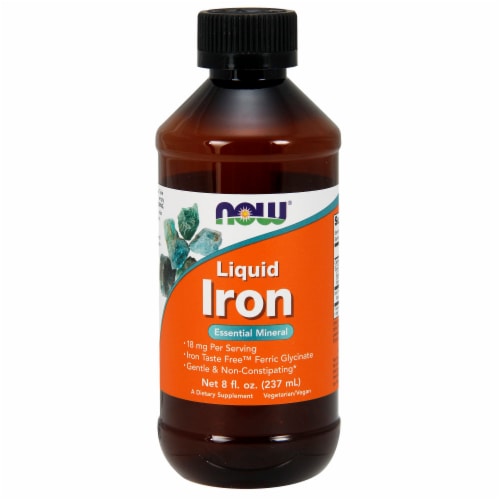 NOW Foods Liquid Iron Essential Mineral Dietary Supplement Perspective: front
