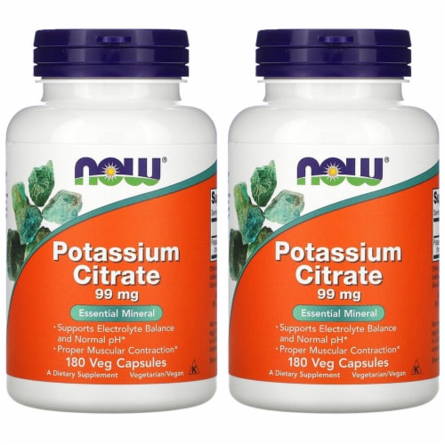 NOW Potassium Citrate Capsules 99mg Perspective: front
