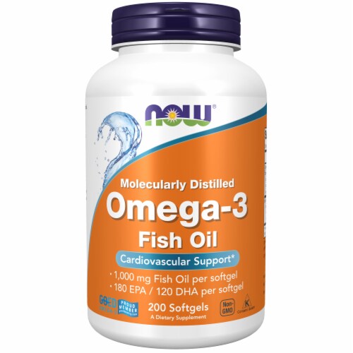 NOW® Foods Omega-3 Softgels 1000mg Perspective: front