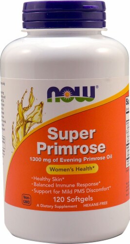 NOW Foods Super Primrose Oil Softgels 1300mg Perspective: front