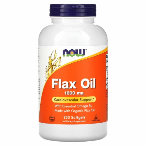 NOW Foods Flax Oil Softgels 1000mg Perspective: front