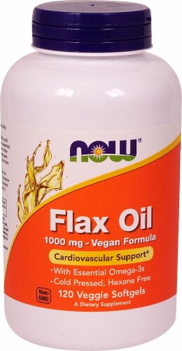 NOW Foods Flax Oil Veggie Softgels 1000mg Perspective: front
