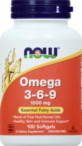NOW Foods Omega 3-6-9 1000mg Softgels Perspective: front