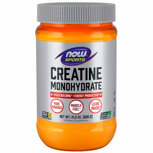 NOW Foods NOW Sports Creatine Monohydrate Dietary Supplement Pure Powder Perspective: front