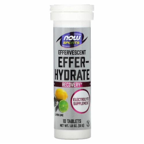 NOW Foods Sports Effer-Hydrate Lemon Lime 10 Tablets - 1.8 oz (51 g) Perspective: front