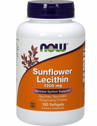 NOW Foods Sunflower Lecithin Softgels 1200mg Perspective: front