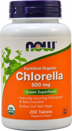NOW  Certified Organic Chlorella Perspective: front