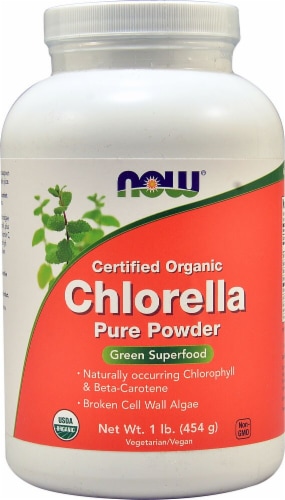 NOW  Certified Organic Chlorella Pure Powder Perspective: front