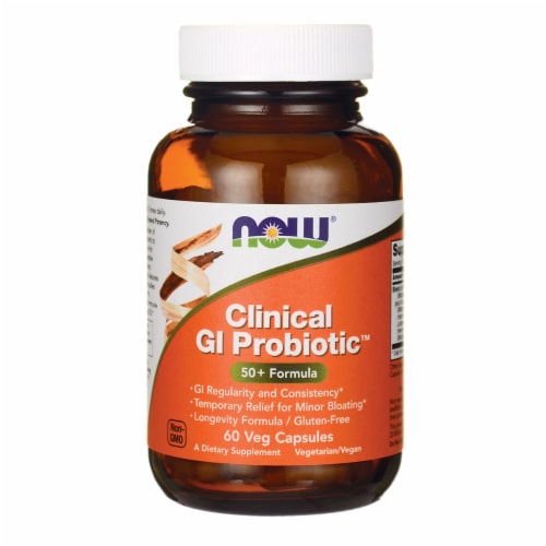NOW Foods Clinical Gi Probiotic 50+ Formula 20 Billion Cfu 60 Veg Caps Perspective: front