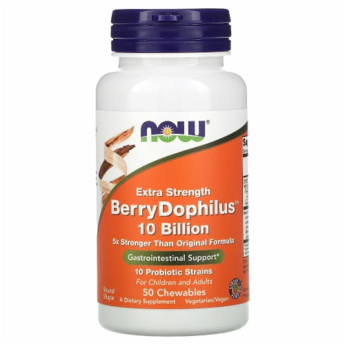 NOW Foods Extra Strength Berrydophilus 10 Billion Cfu 50 Chwbls Perspective: front