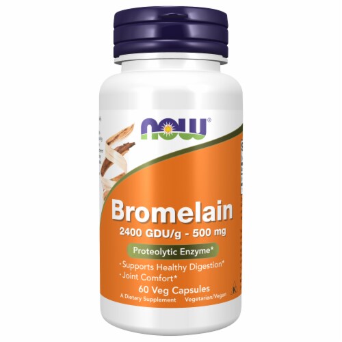 Now Bromelain 500mg Vegetarian Capsules Perspective: front