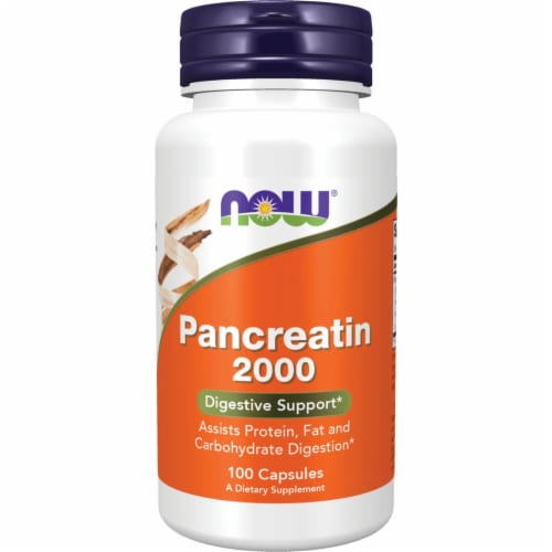 NOW Foods Pancreatin 2000 100 Caps Perspective: front