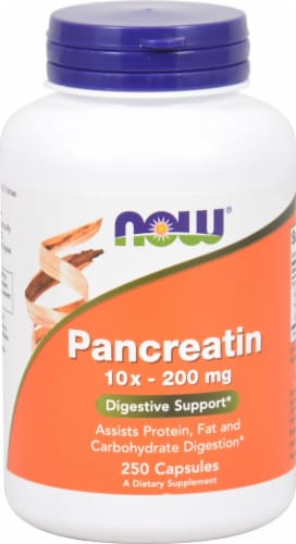NOW Foods Pancreatin Capsules 200mg Perspective: front