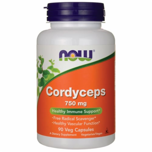 NOW Foods Cordyceps 750 mg 90 Veg Caps Perspective: front