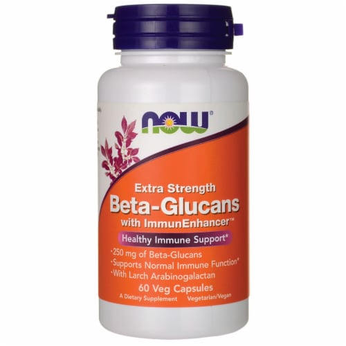 NOW Foods Extra Strength Beta-Glucans with Immunenhancer 250 mg 60 Veg Caps Perspective: front