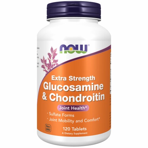 NOW® Glucosamine & Chondroitin Extra Strength Tablets Perspective: front